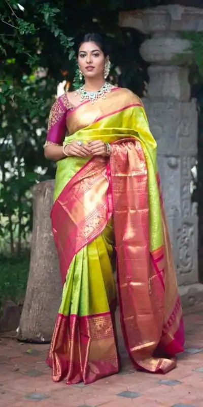KP 4018 Green Color Soft Lichi Silk Jacquard Work Saree Casual, Party Wear, Wedding, Events Etc. Expected Delivery 4-6 Working Days @1499/- | Designer Sarees, Sarees, Bollywood Sarees, Creative Sarees, Embroidered Sarees, Ethnic Saree, Modern Digital sarees, Party Wear Sarees