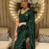 Stunning Green Color Fancy Sequence Work Party Wear Sarees