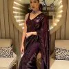 Stunning Purple Color Fancy Sequence Work Party Wear Sarees