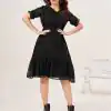 Aesthetically Pleasing Black Color Heavy Georgette Butti Kurti