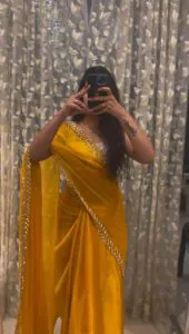 Alluring Mustard Color Jimmy choo Thread Sequence Work Saree