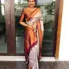 Beautiful Silver Color Soft Lichi Silk Cloth Rich Pallu All Over Saree