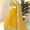 Beautiful Yellow Color Georgette Embroidery Sequence Lehenga