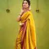 Beautiful Yellow Soft Lichi Silk Cloth Rich Pallu All Over Saree