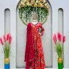 Captivating Red Chinon Silk Thread With Sequence Anarkali Suit