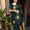 Classic Bottle Green Color Soft Lichi Silk Cloth Rich Pallu Saree