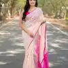 Classic Light Orange Viscos cotton Beautiful Pallu All Over Saree