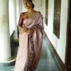 Cute Cream Color Soft Lichi Silk Ordinary Design Work Pallu Saree