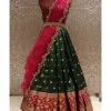 Cute Green Kanjivaram Silk Jacquard Zari Work Lehenga Choli