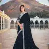 Dazzling Black Color Bright Organza Silk Sequence Work Saree