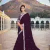 Dazzling Wine Color Bright Organza Silk Sequence Work Saree