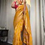 Dazzling Yellow Color Soft Lichi Silk Cloth Rich Pallu All Over Saree