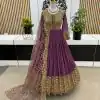 Elegant Purple Color Georgette Embroidery Sequence Work Gown
