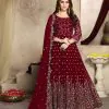 Elegant Red Color Georgette Multi Thread Zari Stich Anarkali Suit