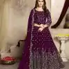 Elegant Wine Color Georgette Multi Thread Zari Stich Anarkali Suit
