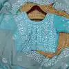 Fancy Blue Color Pure Soft Tabby Organza Butta Work Saree