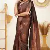 Fancy Coffee Color Soft Lichi Silk Jacquard On All Over Saree