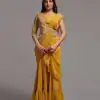 Fancy Mustard Color Diamond Georgette Free Size Stitching Saree
