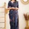 Fancy Royal Blue Color Soft Lichi Silk Jacquard On All Over Saree