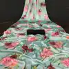 Fancy Spring Teal Color Devsena Silk Saree Digital Print Saree