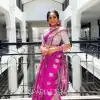 Fashionable Pink Color Soft Lichi Silk Beautiful Rich Pallu Saree