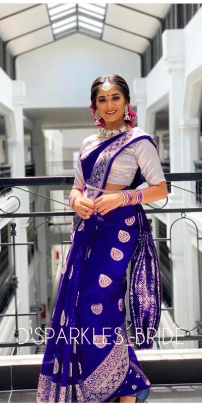 Fashionable Royal Blue Color Soft Lichi Silk Rich Pallu Saree