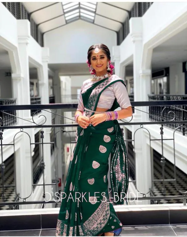 Fashionable Stone Green Color Soft Lichi Silk Rich Pallu Saree