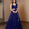 Glamorous Royal Blue Color Georgette Embroidery Lehenga Choli