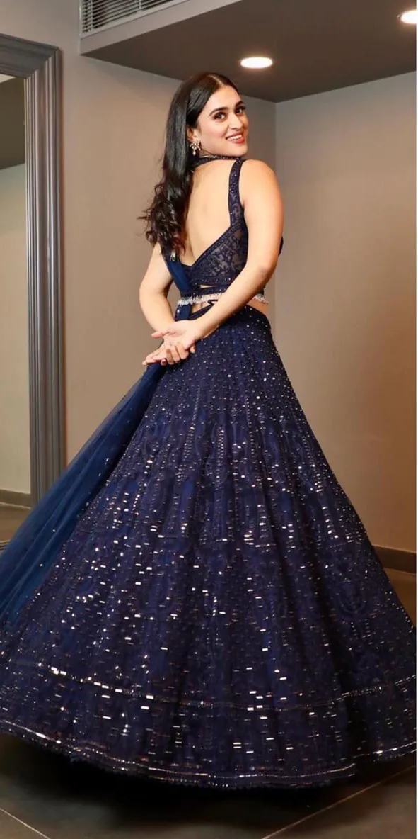 Glamorous Royal Blue Color Georgette Embroidery Lehenga Choli - Image 2