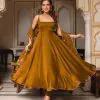 Gorgeous Coffee Heavy Faux Georgette Fully Flair Salwar Suit