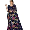 Graceful Black Color Georgette Fancy Thread & Sequence Saree