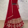 Graceful Red Color Georgette Embroidery Sequins Lehenga Choli