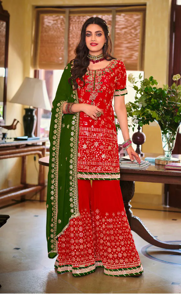 Grand Maroon Color Faux Georgette Embroidery Work Salwar Suit