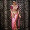 Luminous Pink Soft Lichi Silk Ordinary Design Rich Pallu Saree