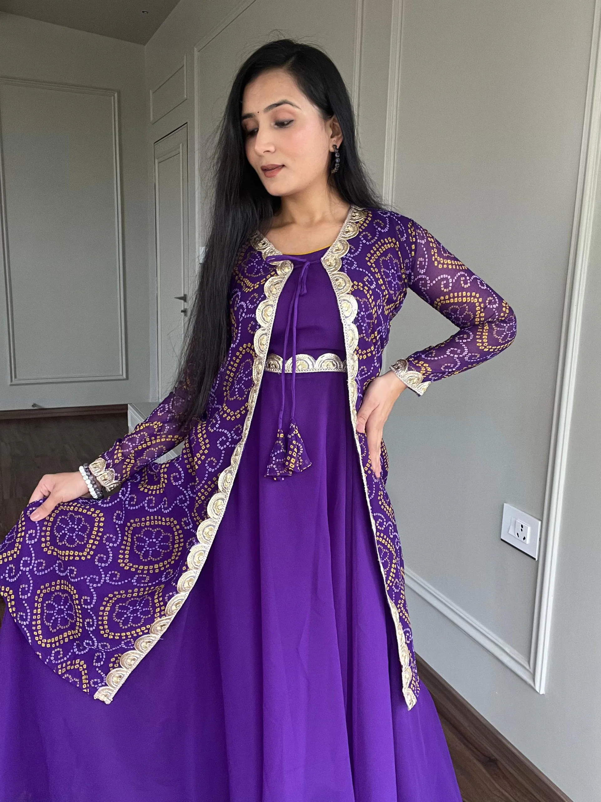 Majestic Purple Color Georgette Heavy Embroidery Anarkali Suit - Image 4