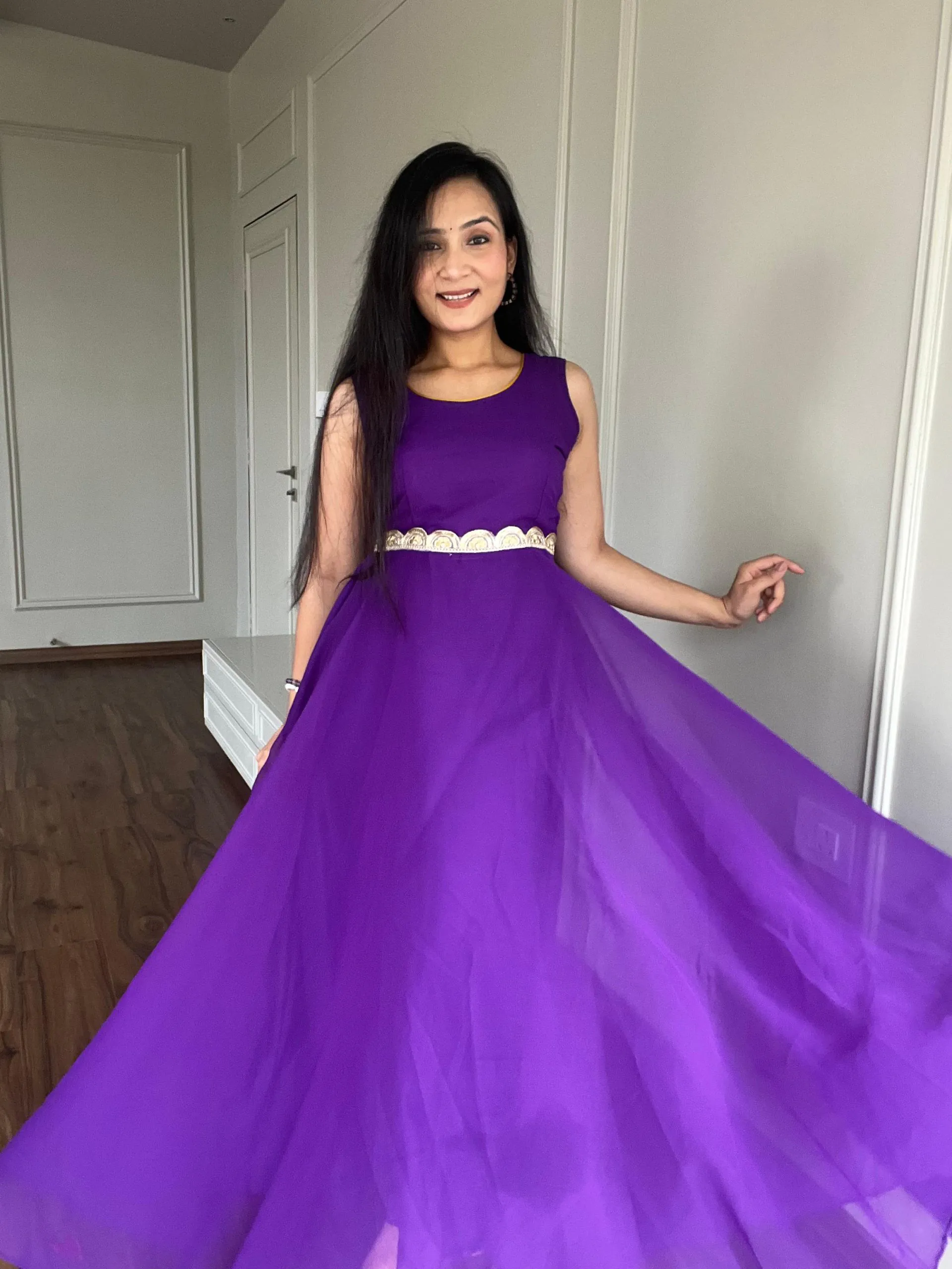 Majestic Purple Color Georgette Heavy Embroidery Anarkali Suit - Image 8