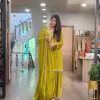 Mesmerizing Mustard Pure Chinnon Silk Embroidery Salwar Suit