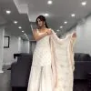 Peaceful White Color Pure Chinnon Silk Embroidery Salwar Suit