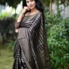 Perfect Black Color Soft Lichi Silk Cloth Rich Pallu Work Saree