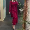 Perfect Pink Faux Georgette Sequence Thread work Salwar Suit