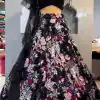 Perfectly Black Georgette Double Sequins Embroider Lehenga Choli