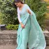Picturesque Blue Color Shining Diamond Work All Over Saree