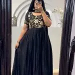 Pretty Black Color Faux Georgette Multi-Thread Work Anarkali Suit