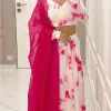 Pure Off White Georgette Print Embroidery Sequins Lehenga Choli