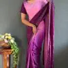 Radiant Purple Color Pure Chinon Chiffon Sirvoski Dimond Saree