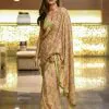 Saiee Manjrekar Green Georgette Digital Printed Silk Lines Saree