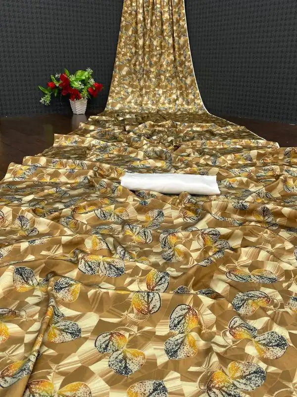 Softly Bronze Color Devsena Soft Silk Saree Digital Print Saree