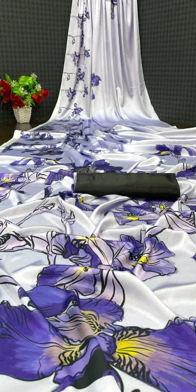 Softly White Color Devsena Soft Silk Saree Digital Print Saree