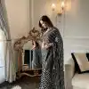 Special Black Color Georgette Embroidery Sequence Work Saree