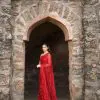 Special Red Color Georgette Embroidery Sequence Work Saree